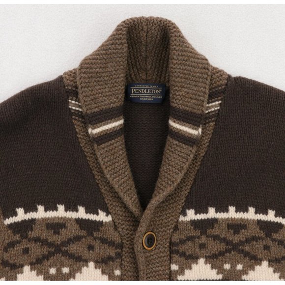 Pendleton 1920 Cardigan Sweater Vest Men's Medium Brown 100% Wool Shawl Collar - Picture 3 of 3